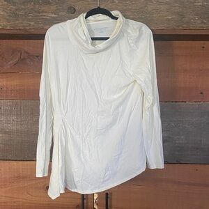 Soft Surroundings Cream Long Sleeve Cowl Neck Top